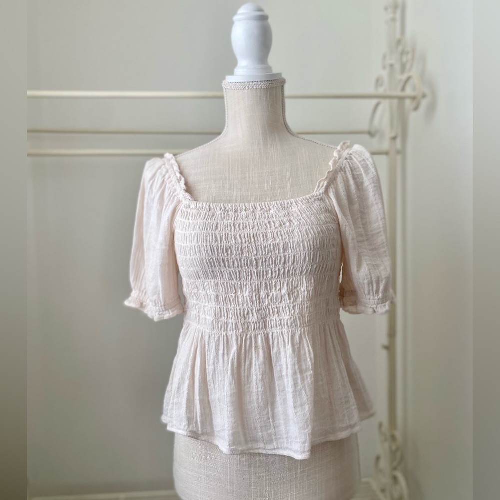 Breezy Tieback Gauzy Peplum Top- Size Medium